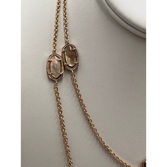 Kendra Scott Kelsie Rose Gold Plated Mother of Pearl Long Station Necklace - Picture 2 of 8